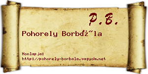 Pohorely Borbála névjegykártya
